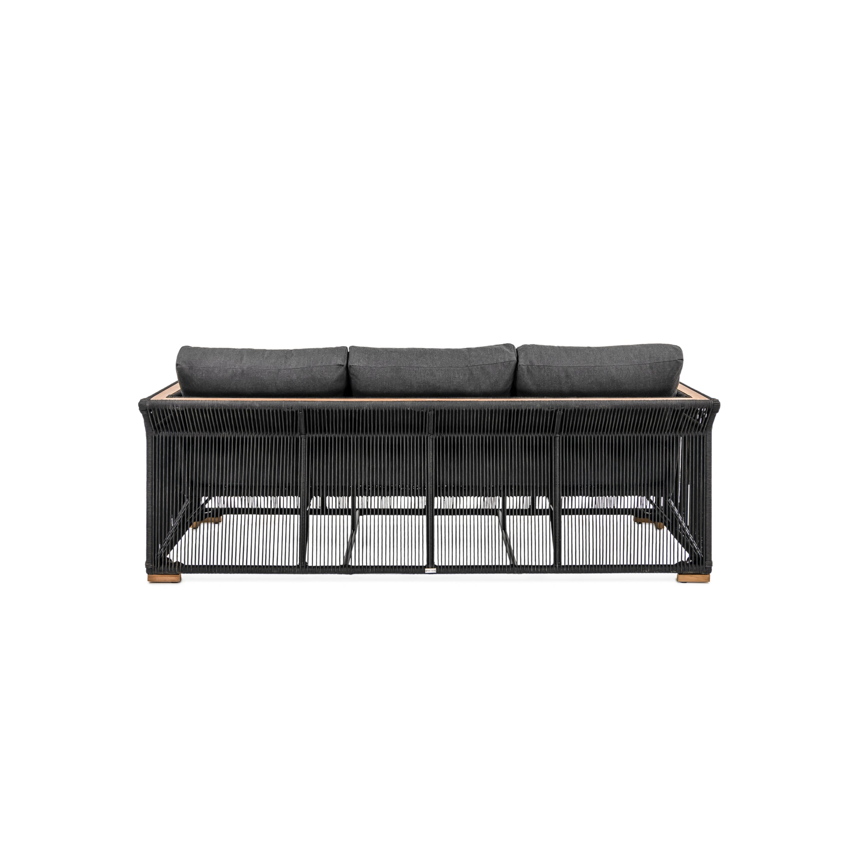 Breeze Sofa - Carbon Back View | Teak + Table