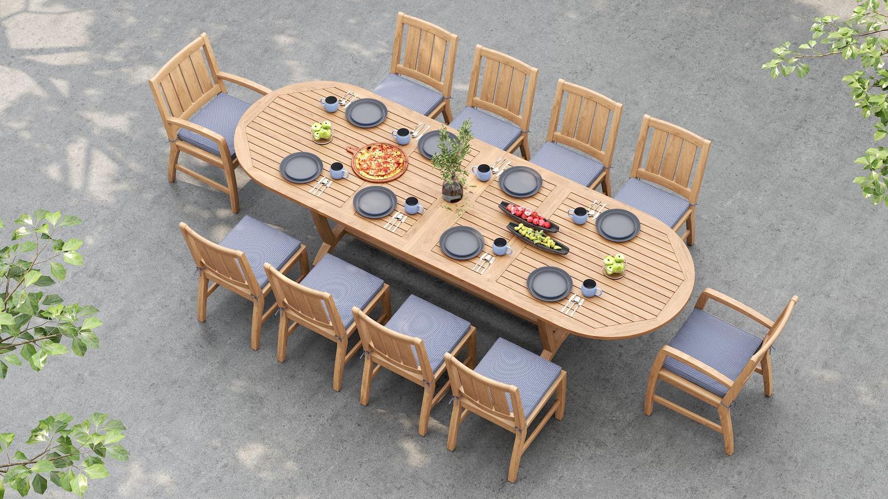 Small and Large Teak Tables for Social Gatherings