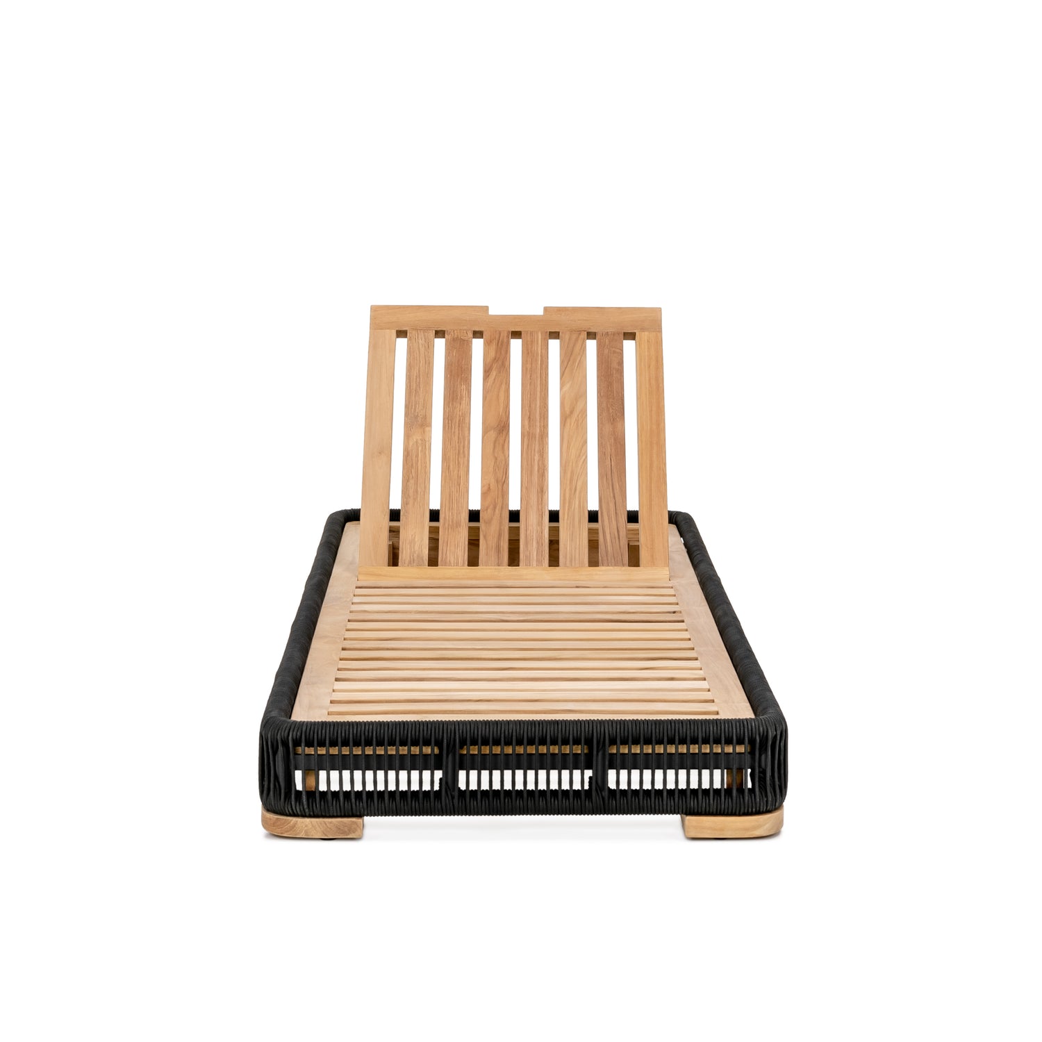 Breeze Chaise Lounge - Front View Without Cushion | Teak + Table