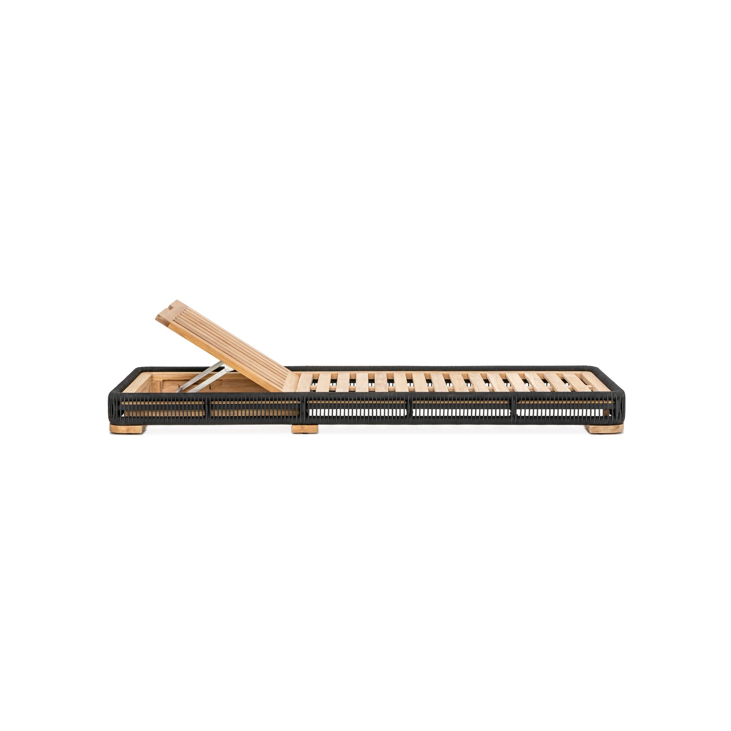 Breese Chaise Lounge - Side View Without Cushion | Teak + Table