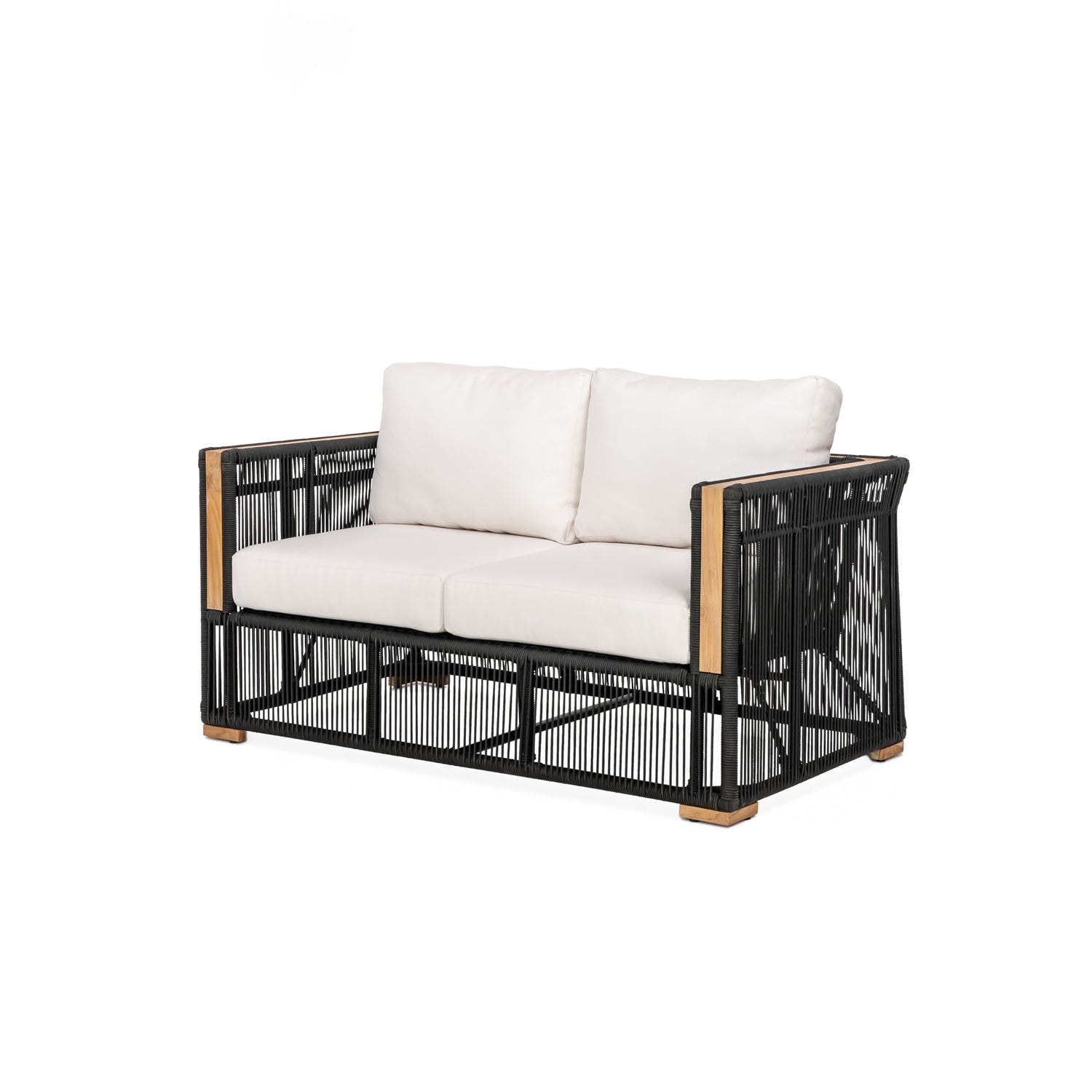 Breeze Loveseat - Side View | Teak + Table