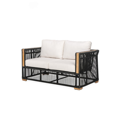 Breeze Loveseat - Side View | Teak + Table